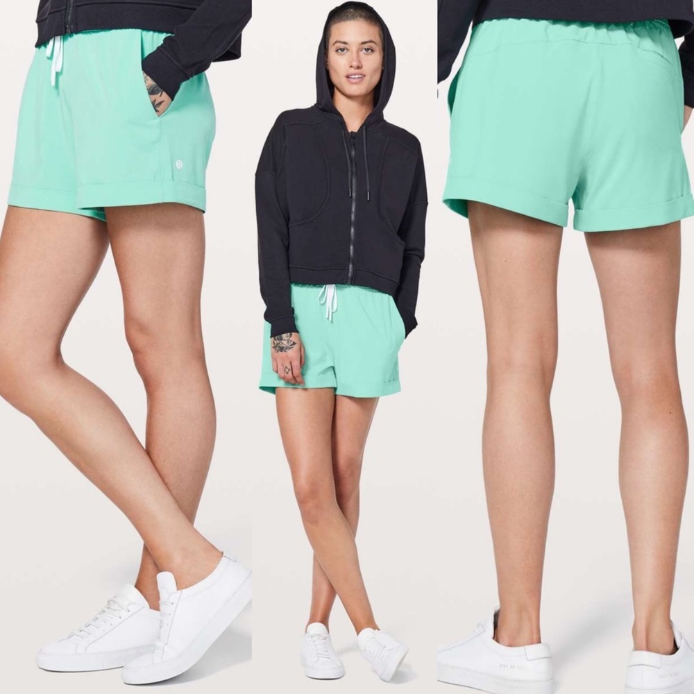 Lululemon Spring Break Away Shorts Washed Marsh Green Teal Size 4‎ Cuffed W7ANFS